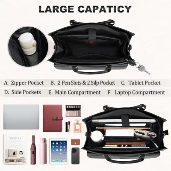 Laptop Bag for Women 15 Inch Laptop Tote Bag Business Office Work Bags Professional Briefcase image {7}