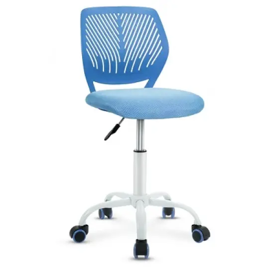 Costway Office Task Desk Armless Chair Adjustable Mid Back Swivel Study Chair Rose\Blue\Turquoise\Purple image {10}