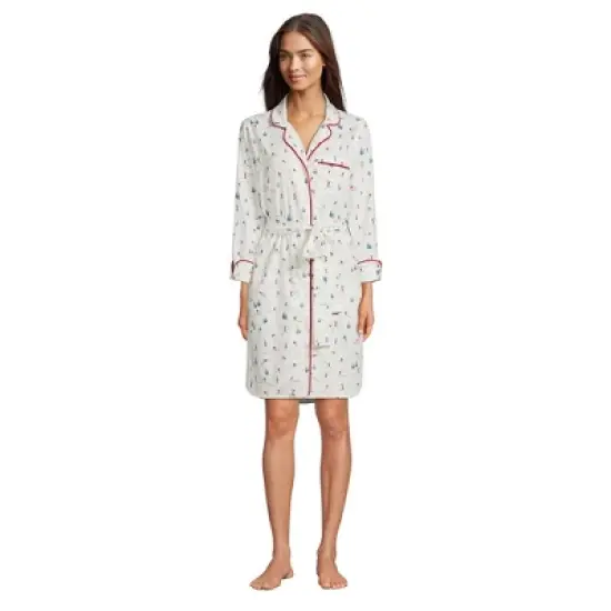 Lands' End Women's Plus Size 3/4 Sleeve Flannel Sleepshirt Nightgown image {6}