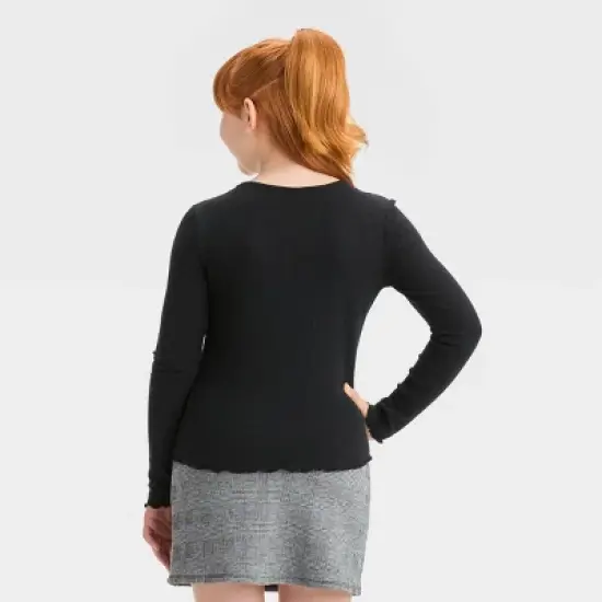 Girls' Long Sleeve Ribbed Baby T-Shirt - art class&trade; image {1}