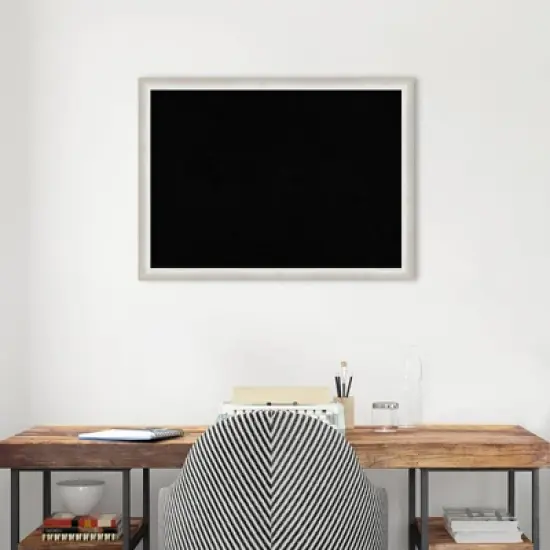 30"x22" Two Tone Wood Frame Cork Board Silver - Amanti Art image {6}