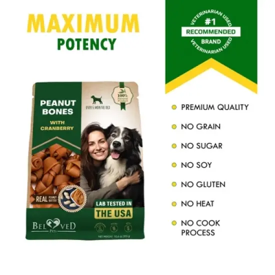 Beloved Pets Dog Treats Peanut Butter Bones with Cranberry, Rawhide Free Chews 10.6 Oz - 1 Pack image {5}