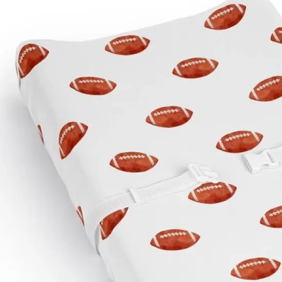 Sweet Jojo Designs Boy Changing Pad Sheet Football Brown and White image {3}