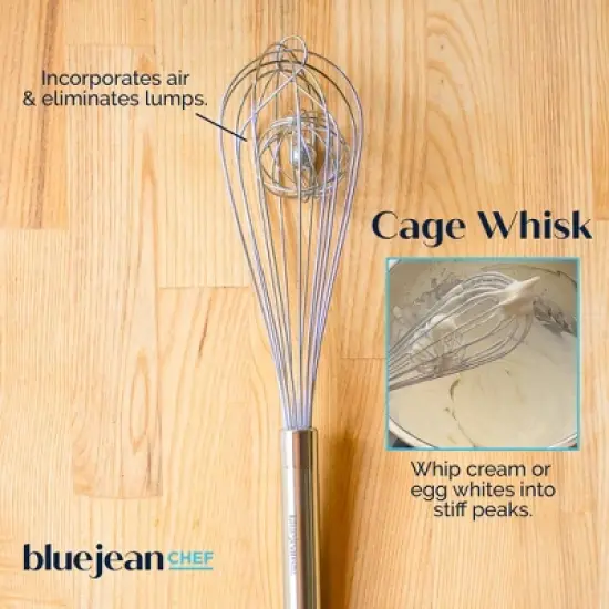 Blue Jean Chef 5-Piece Stainless-Steel Whisk Set, 5 Different Whisks: Cage Whisk, Ball Whisk, Roux Whisk, Sauce Whisk, Danish Dough Whisk image {1}
