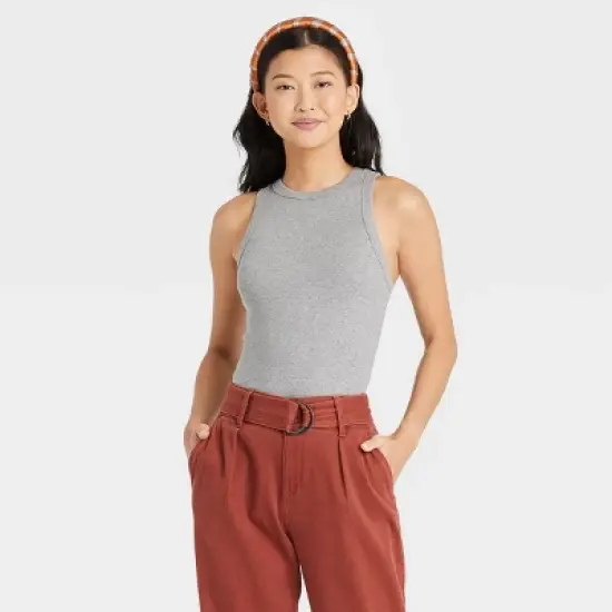 Women's Slim Fit Ribbed 3pk Bundle Tank Top - A New Day&trade; Black/White/Gray XS image {1}