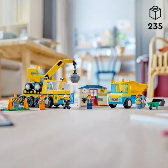 LEGO City Construction Trucks and Wrecking Ball Crane Building Toy Set 60391 image {1}