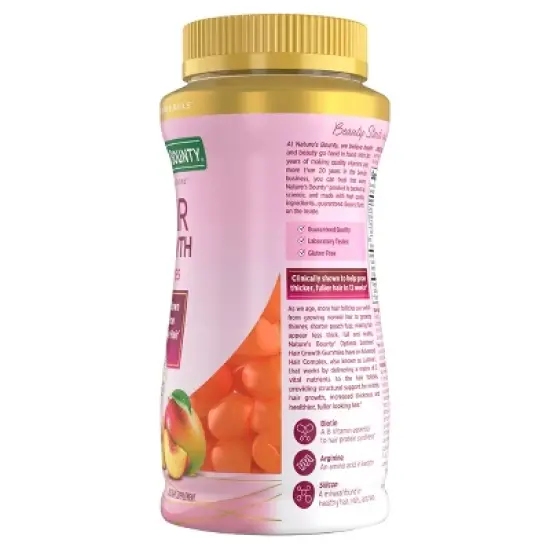 Nature's Bounty Optimal Solutions Hair Growth Gummies - Peach - 60ct image {1}
