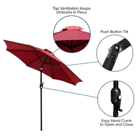 Emma and Oliver 9' Outdoor Patio Umbrella-Crank & Tilt Function - 1.5" Diameter Steel Pole image {3}