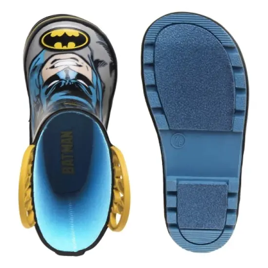 Batman Rubber Rainboots - Waterproof Lightweight Easy On with Easy Pull Handles (sizes 7-1 Toddler / Little Kid / Big Kid) image {5}