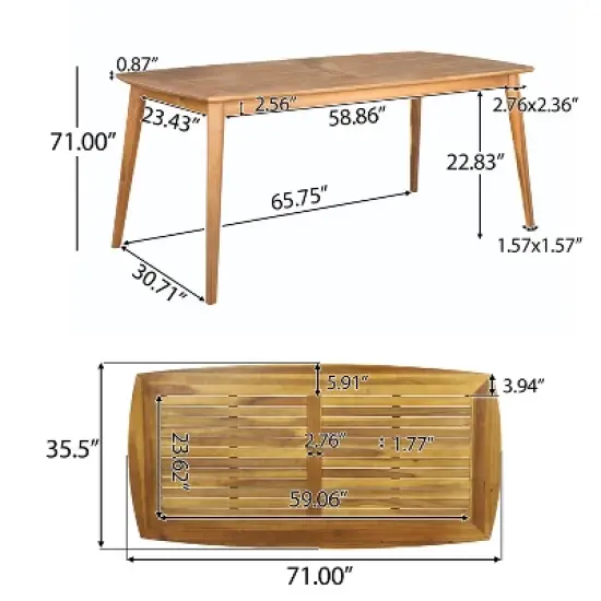 Christopher Knight Home Botsford Outdoor Acacia Wood and Wicker 7 Piece Dining Set, Teak/Mixed Mocha image {2}