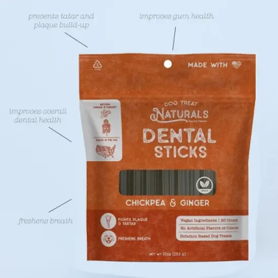 Dog Treat Naturals Dental Sticks - Chickpea & Ginger, 10oz, Freshen Breath image {3}