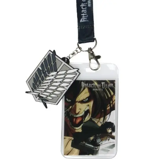 Attack on Titan Scout Regiment ID Lanyard Badge Holder with Rubber Pendant image {1}
