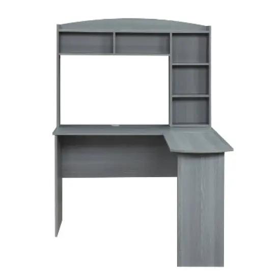 Modern L Shaped Desk with Hutch Gray - Techni Mobili image {2}