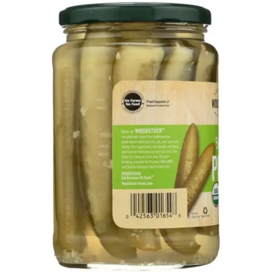 Woodstock Foods Organic Spears Kosher Dill Pickles - Case of 6/24 oz image {3}