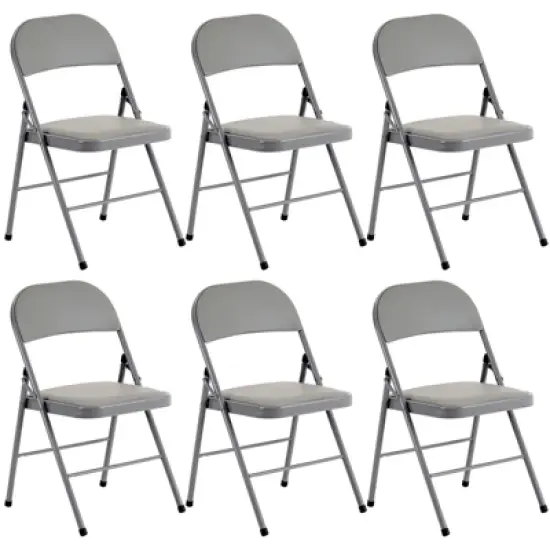 Sevobal Outdoor Portable Chairs 6PCS Foldable Soft Cushion Chair Set with PVC Seat for Living Room and Reception, Gray, 15.75"*17.72"*30.71" image {5}
