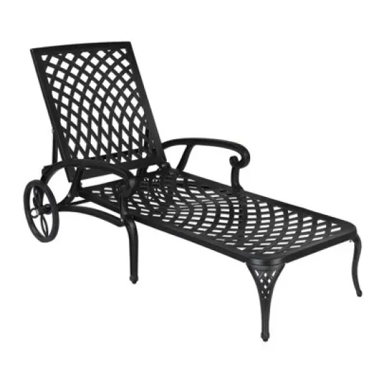 Karl Home |Black Outdoor Aluminum Chaise Lounge image {10}