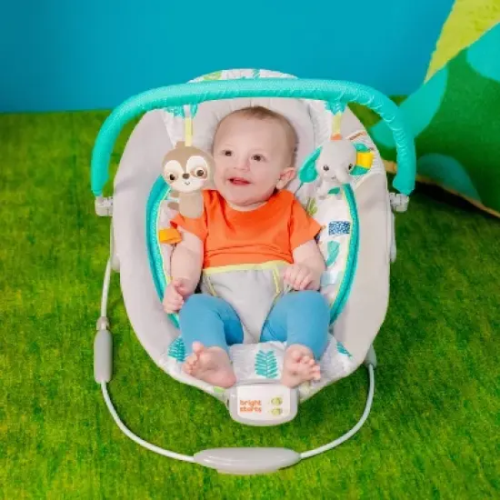 Bright Starts Jungle Vines Comfy Baby Bouncer with Vibrating Infant Seat & Taggies image {13}