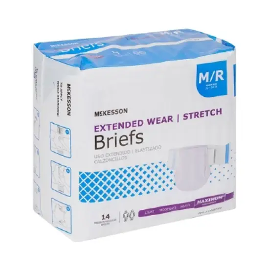 McKesson Extended Wear Stretch Briefs, Incontinence, Maximum Absorbency, Unisex, Medium, 14 Count, 4 Packs, 56 Total image {2}