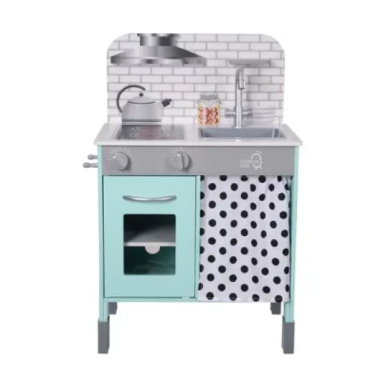 Teamson Kids Little Chef Philly Modern Wooden Kitchen Playset, Aqua/White image {7}