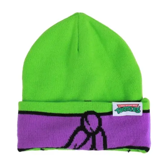 TMNT Rolldown Donny Adult Acrylic Mesh Eye Green Beanie image {1}