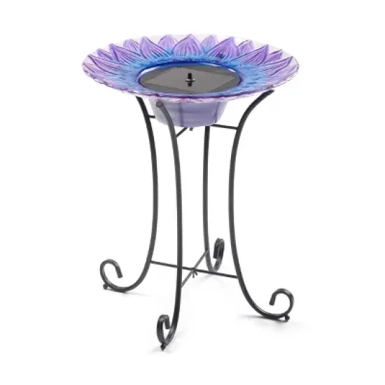 Smart Solar 25.2" Bell Flower Solar Bird Bath image {6}