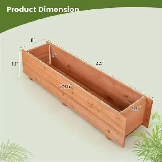 Costway Raised Garden Bed Wood Rectangular Planter Box with 2 Drainage Holes Outdoor image {2}