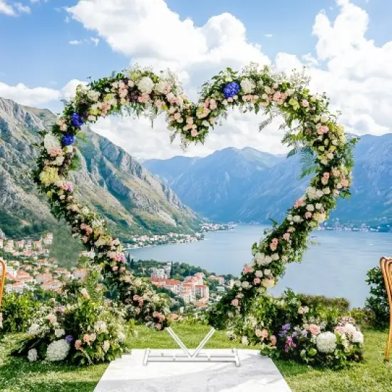 Artloge Large Heavy Duty Heart Shape Wedding Arch White Dual Layers Metal Support Flower Balloon Backdrop Stand Decor for Ceremony, Proposal image {5}