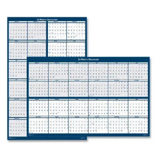 Reversible/Erasable Two-Year Wall Calendar, 24 x 37, Light Blue/Blue/White Sheets, 24-Month: Jan 2026 to Dec 2027 image {3}