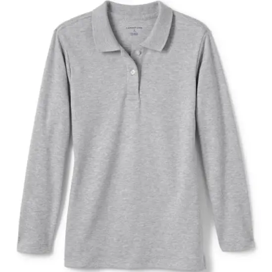 Lands' End School Uniform Girls Long Sleeve Feminine Fit Interlock Polo Shirt image {12}