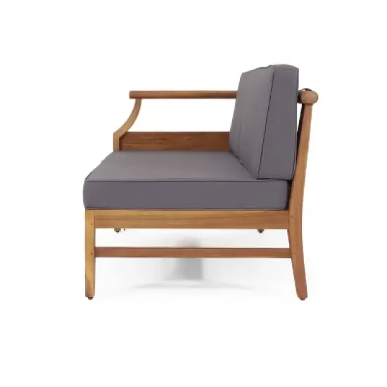 4pc Aston Outdoor Mid-Century Modern Acacia Wood Sectional Set with Cushions Teak/Dark Gray - Christopher Knight Home image {7}