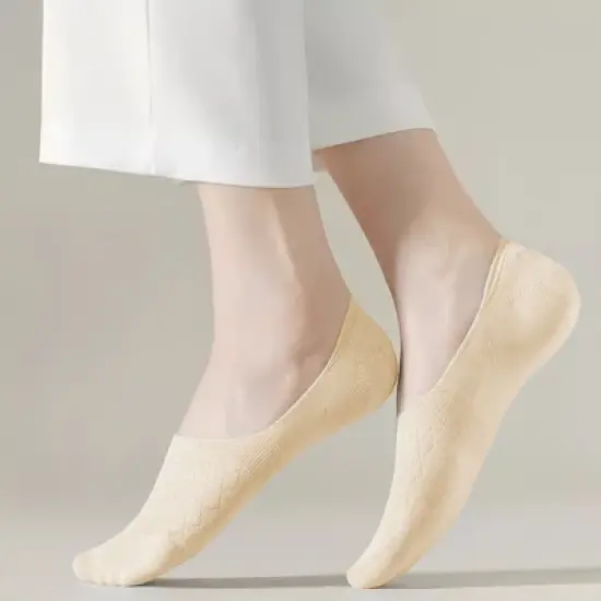 Alilang Women's Solid No Show Socks Non Slip Cotton 6Pk image {3}