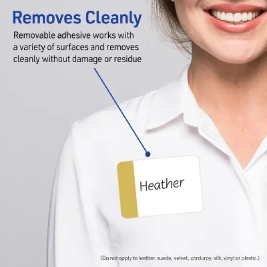 Avery&reg; Name Tags, 2-1/3" x 3-3/8", Dipped Gold Edge, Matte White, 80ct image {2}