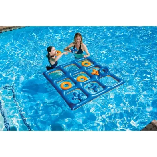 Swimline 48" Orange and Blue Reversible Tic Tac Toe Inflatable Pool Game image {3}