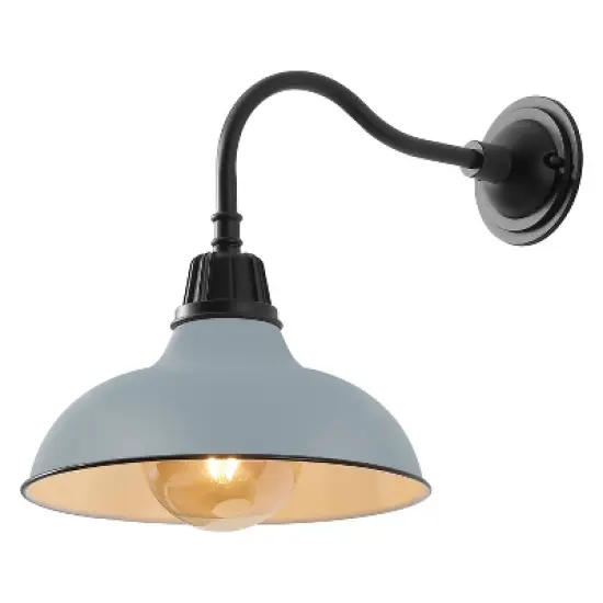 JONATHAN Y Aurora Farmhouse Industrial Indoor/Outdoor Iron LED Gooseneck Arm Outdoor Sconce image {9}