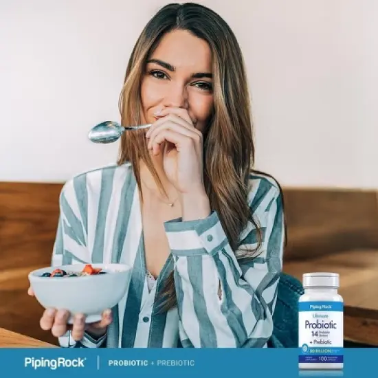 Piping Rock Probiotic | 14 Strains 50 Billion Organisms | Plus Prebiotic | 100 Capsules image {5}