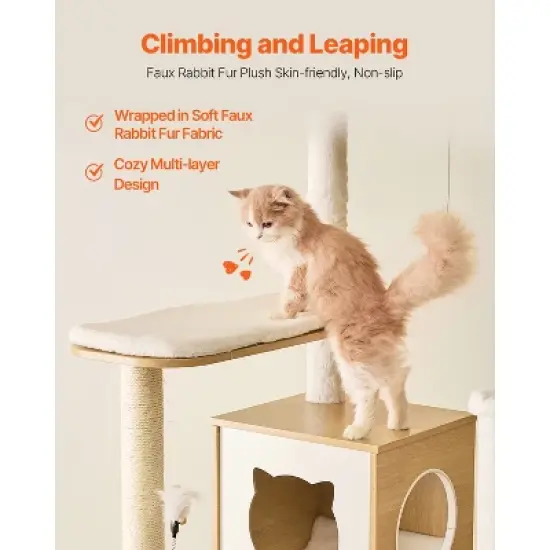 VEVOR Large Cat Tree, 68.9 inches Tall, Multi-level Cat Condo Furniture Activity Center with Cozy Perches, Sisal Scratching Posts, Burly Wood image {4}
