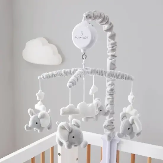 The Peanutshell Elephant Musical Mobile in Gray image {1}