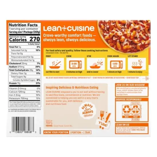 Lean Cuisine Comfort Cravings Classic Macaroni & Beef Frozen Meal - 9.5oz image {13}