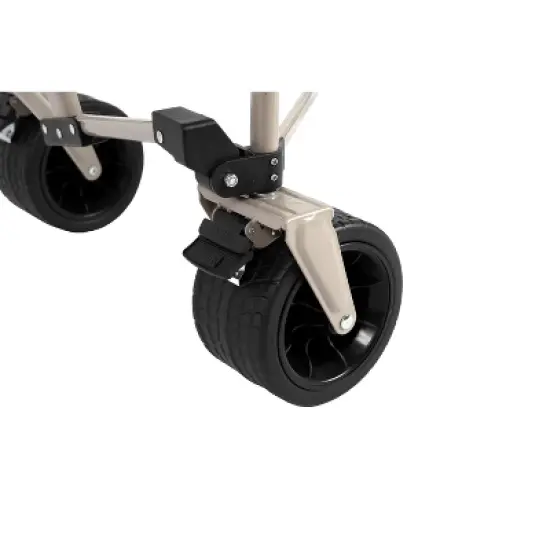 DOMETOUR Collapsible Beach Wagon, Heavy Duty Folding Utility Cart 300L, Big All-Terrain Wheels & Drink Holders, Beige image {12}