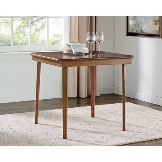 Straight Edge Folding Card Table Fruitwood - Stakmore image {1}