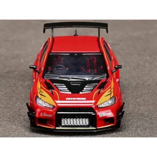 Mitsubishi Lancer Evolution X CZ4A Ver. 2 Wide Body RHD "Varis" Red with Graphics 1/64 Diecast Model Car by CM Models image {1}