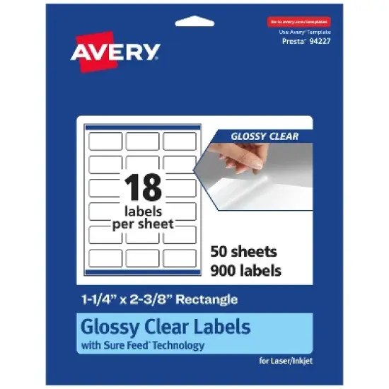Avery Glossy Clear Rectangle Labels with Sure Feed, 1-1/4" x 2-3/8" image {6}