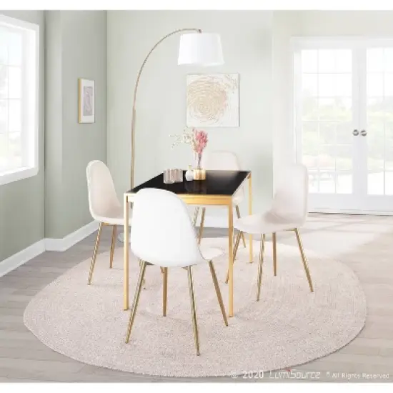 Set of 2 Pebble Contemporary Dining Chairs Gold/Cream - LumiSource image {9}