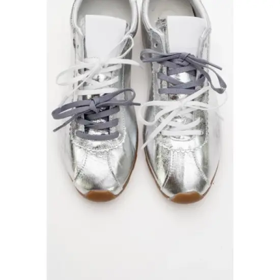 Crea - Silver Leather Sneakers (Women) | Forever & Always Shoes image {4}