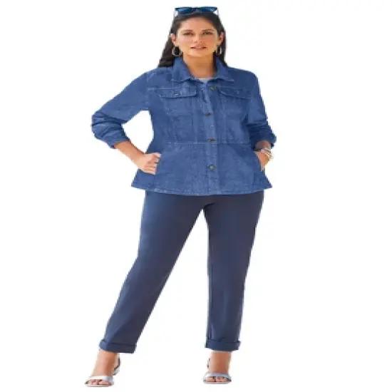 Jessica London Women&rsquo;s Plus Size Peplum Denim Jacket image {3}