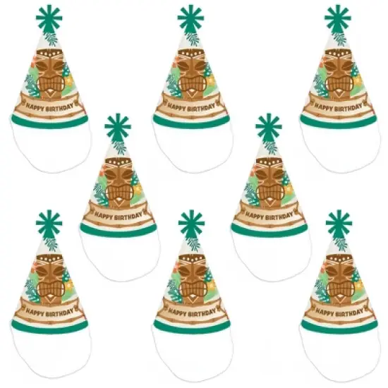 Big Dot of Happiness Tropical Luau - Cone Happy Birthday Party Hats for Kids and Adults - Set of 8 (Standard Size) image {5}
