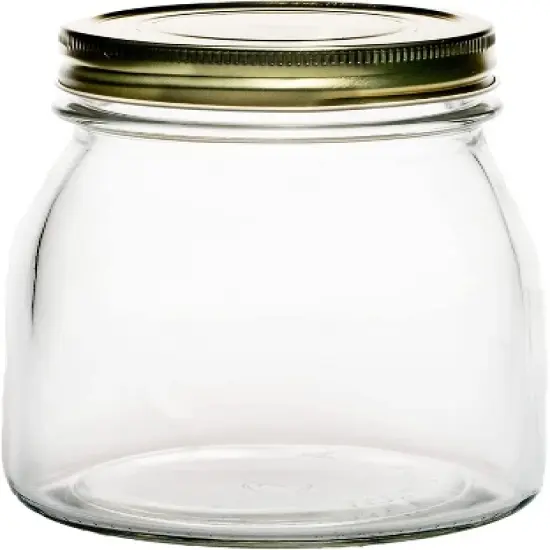 Amici Home Cantania Canning Jar, Airtight, Italian Made Food Storage Jar Clear with Golden Lid, 4-Piece,27-ounce image {2}