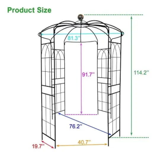 Metal Garden Arch Trellis, Birdcage-Shaped Pergola Arbour for Climbing Plants Like Roses, Vines, Clematis, Outdoor Climbers for Shade &ndash; Cuddlewood image {3}