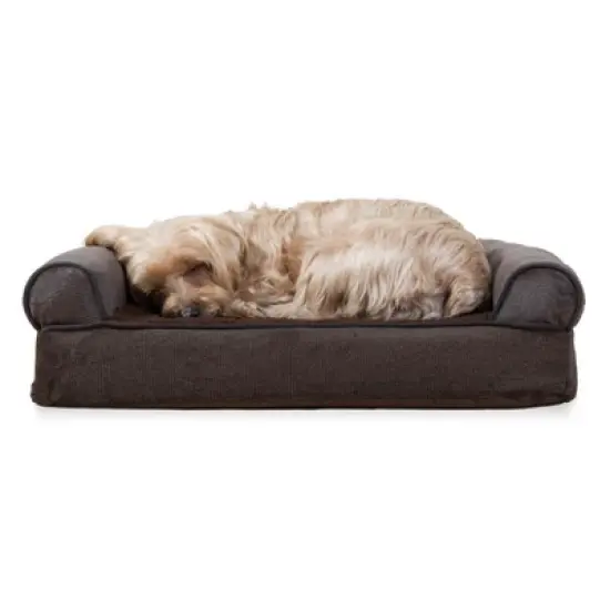 FurHaven Faux Fleece & Chenille Orthopedic Sofa Dog Bed image {1}