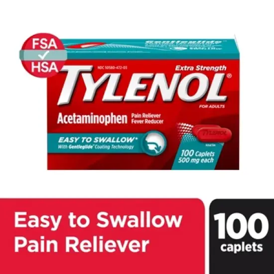 Tylenol Extra Strength Acetaminophen - Easy to Swallow Pain Reliever Caplets - 100 ct image {8}